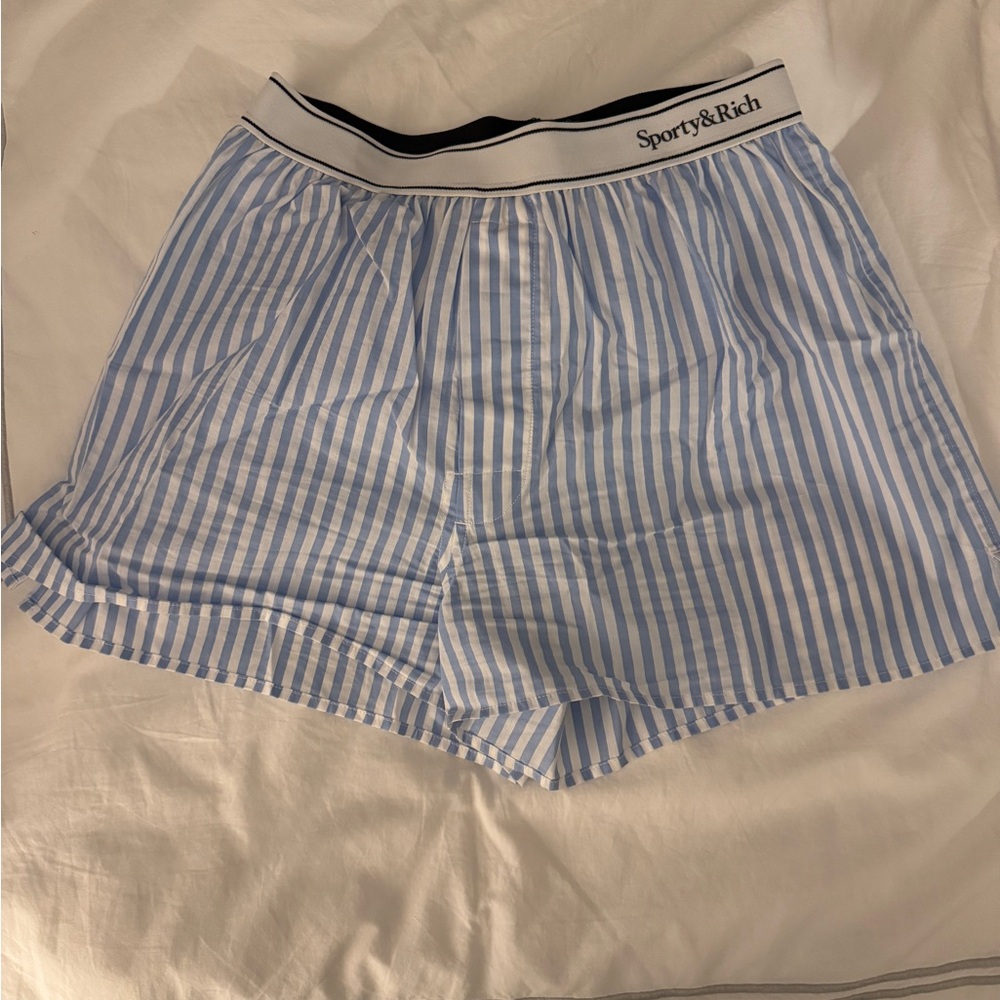 Sporty & Rich Light Blue and White Striped Boxers